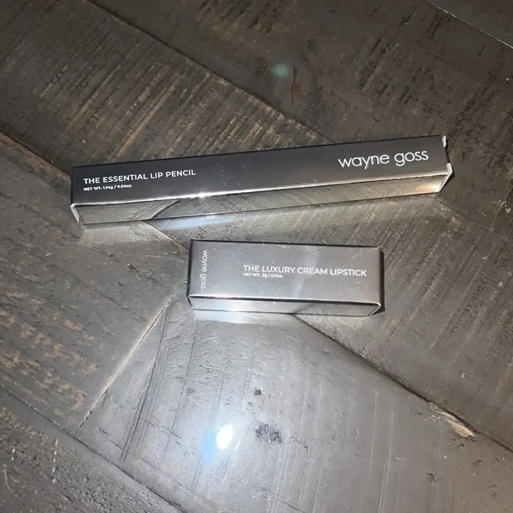 Wayne Goss The Essential Lip Pencil-light Nude‎ & Luxury Cream Lipstick-Cashew